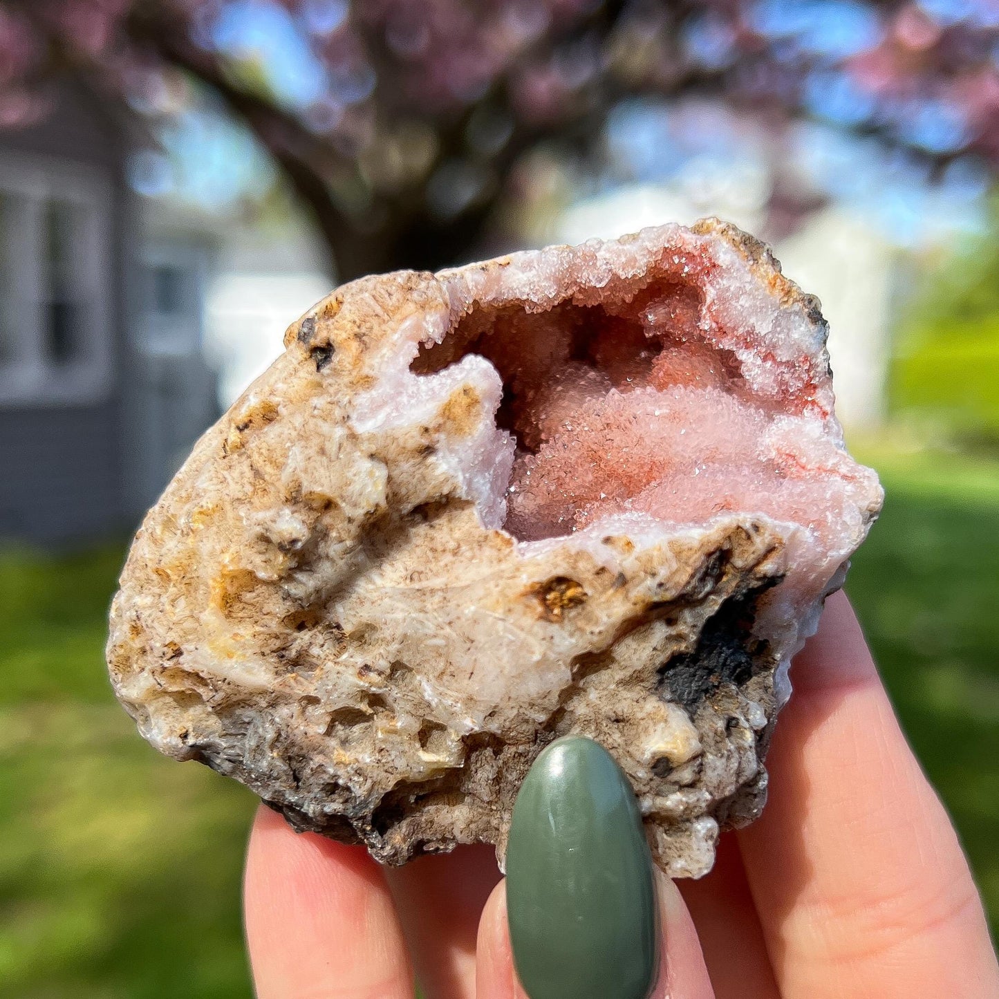 Pink Chalcedony Amethyst Nodule