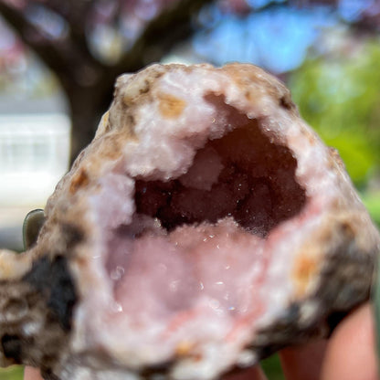 Pink Chalcedony Amethyst Nodule