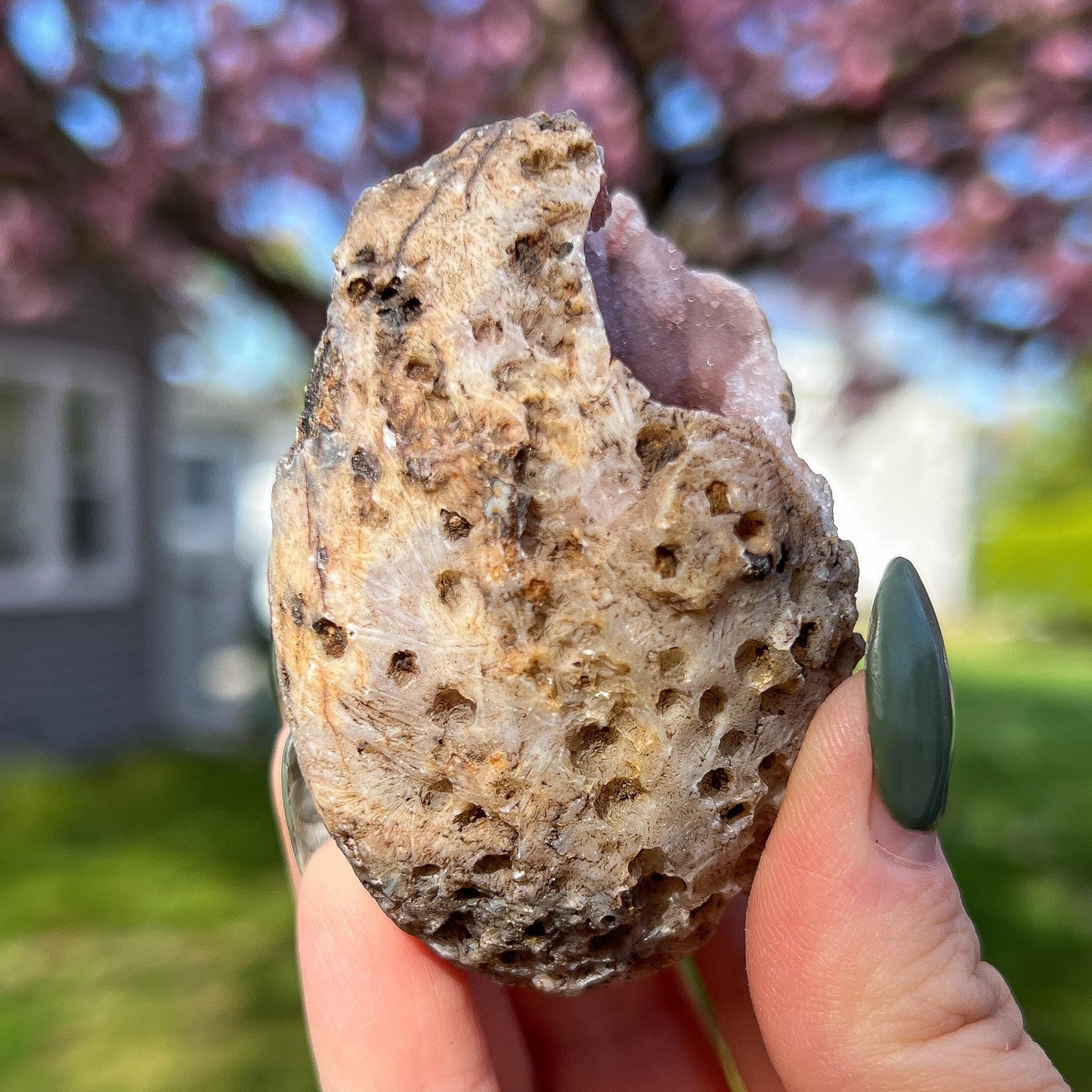 Pink Chalcedony Amethyst Nodule