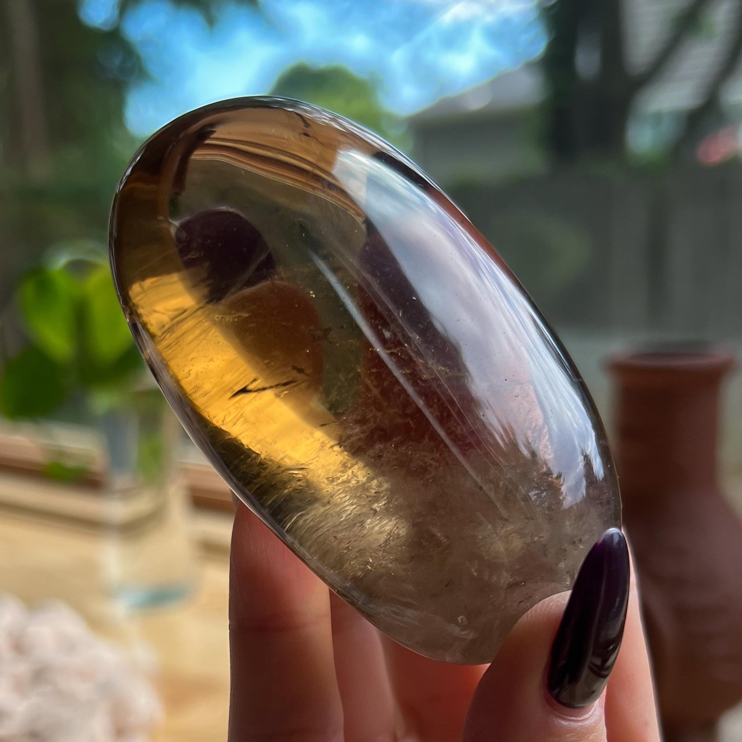 Rainbow Citrine Palm Stone