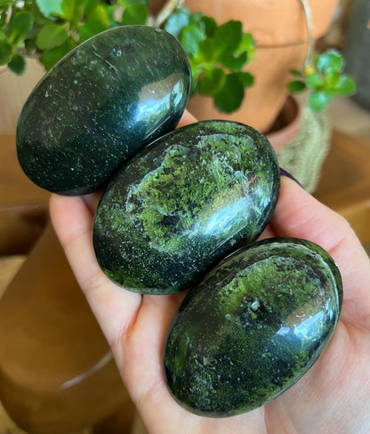Glowing Serpentine Palm Stones