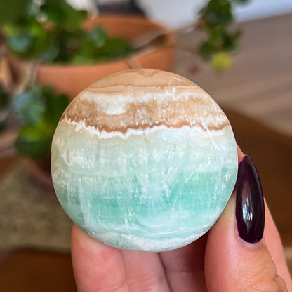 Caribbean Calcite Round Palm Stones