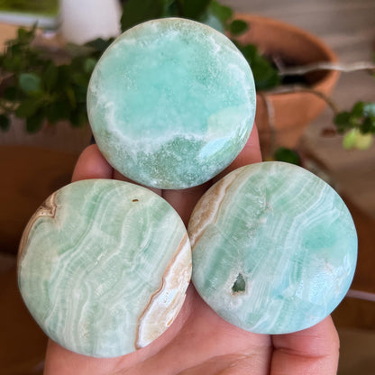 Caribbean Calcite Round Palm Stones
