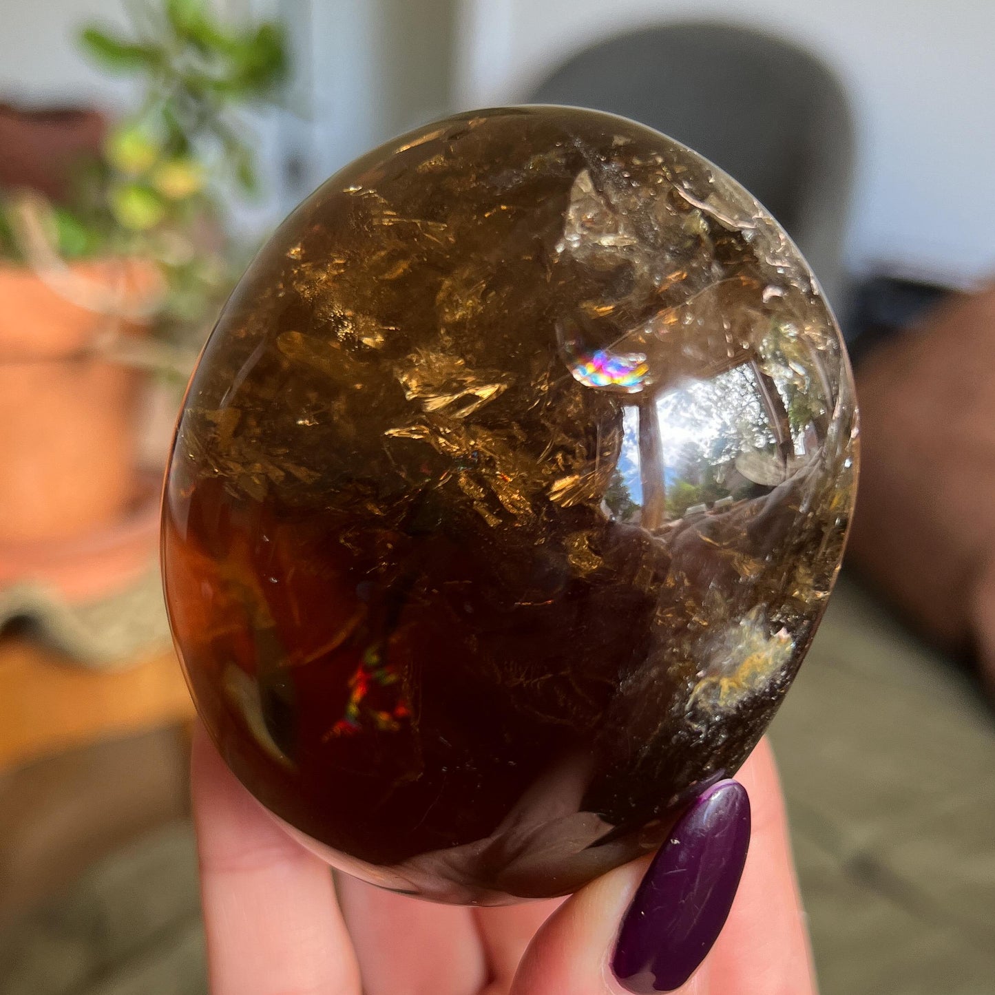 Rainbow Citrine Palm Stone XL