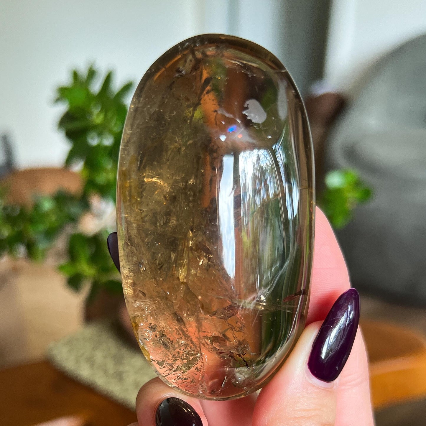 Rainbow Citrine Palm Stone