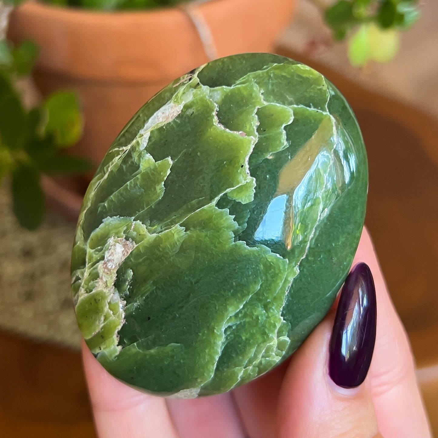 Green Tremolite Palm Stones