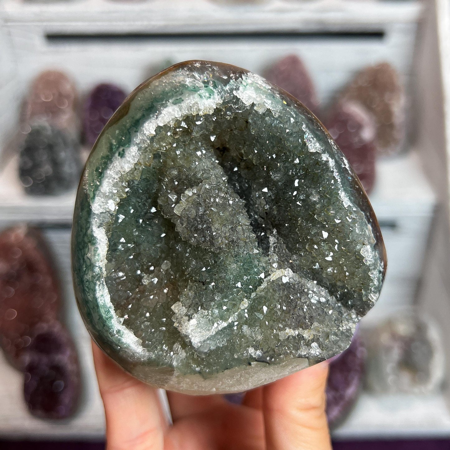 Rainbow Amethyst Crystal Cathedral Geode: Spiritual Reiki Centerpiece