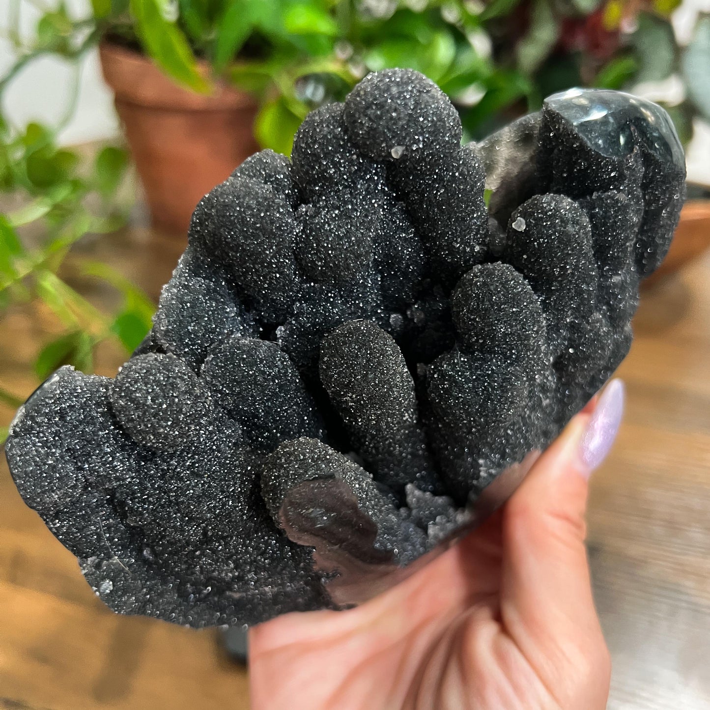 Gray Black Galaxy Amethyst Geode: Jasper Eyes and Stalactites, Druzy Crystal from Uruguay