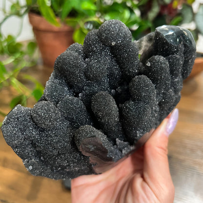 Gray Black Galaxy Amethyst Geode: Jasper Eyes and Stalactites, Druzy Crystal from Uruguay