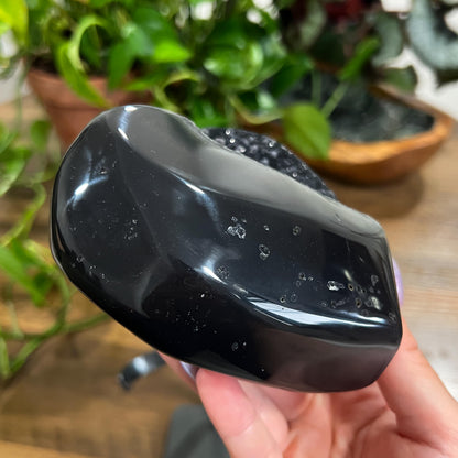 Black Galaxy Amethyst Heart: Druzy Crystal from Uruguay