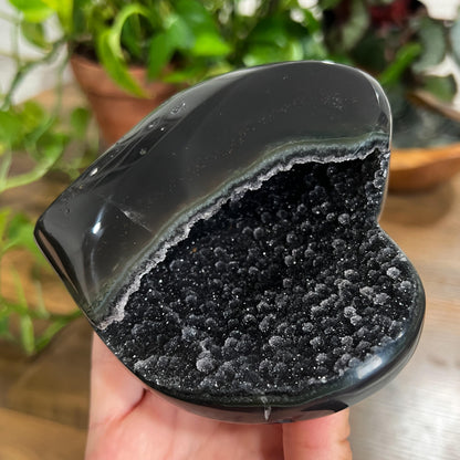 Black Galaxy Amethyst Heart: Druzy Crystal from Uruguay