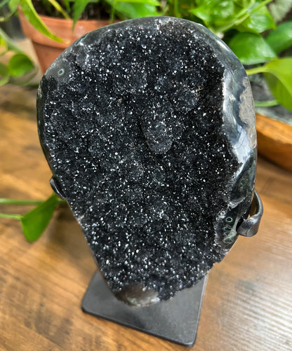 Black Galaxy Amethyst Cathedral: Uruguay Geode Crystal, Sparkly Witchy Stone