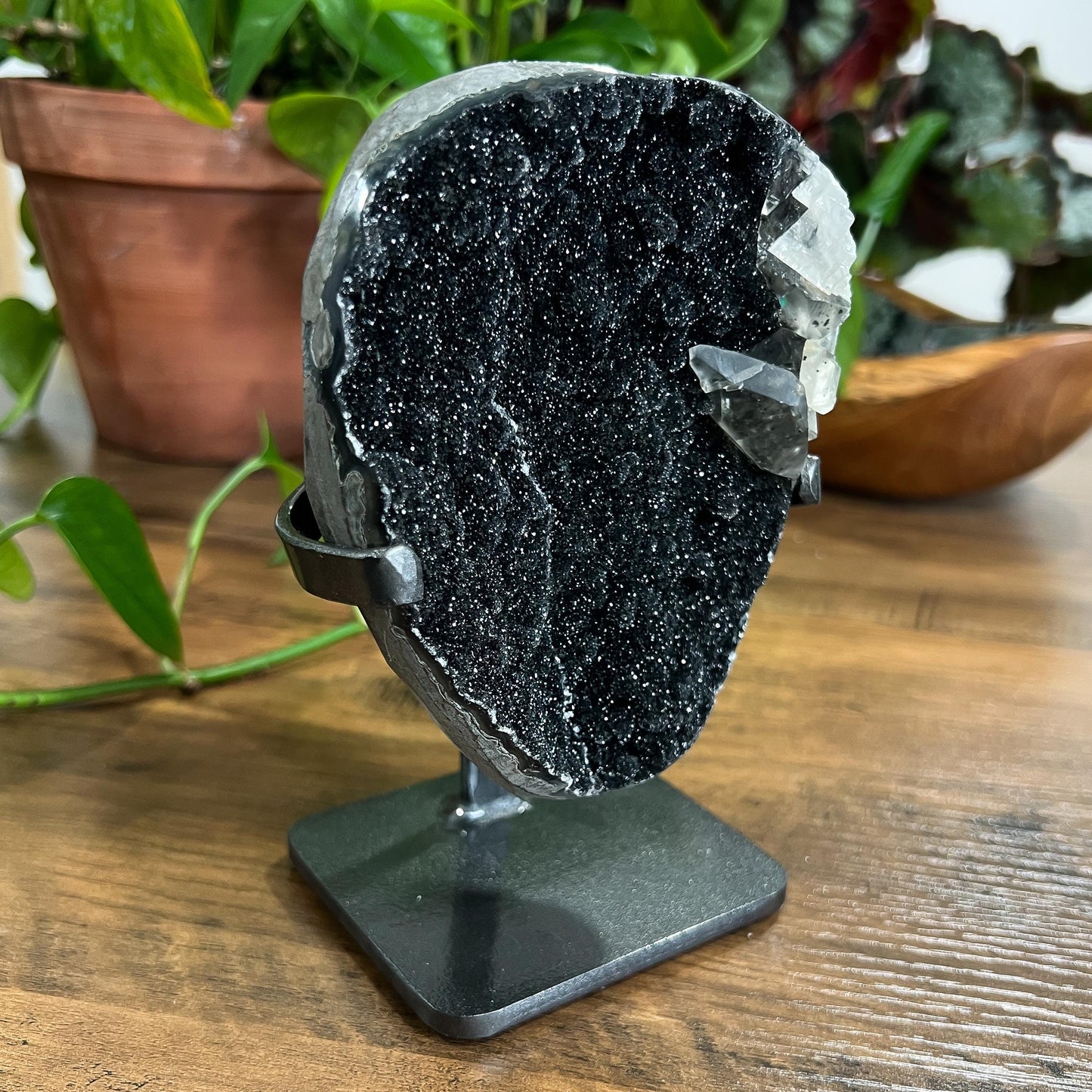Black Galaxy Amethyst Cathedral: Uruguay Geode Crystal, with Calcite, Sparkly Witchy Stone