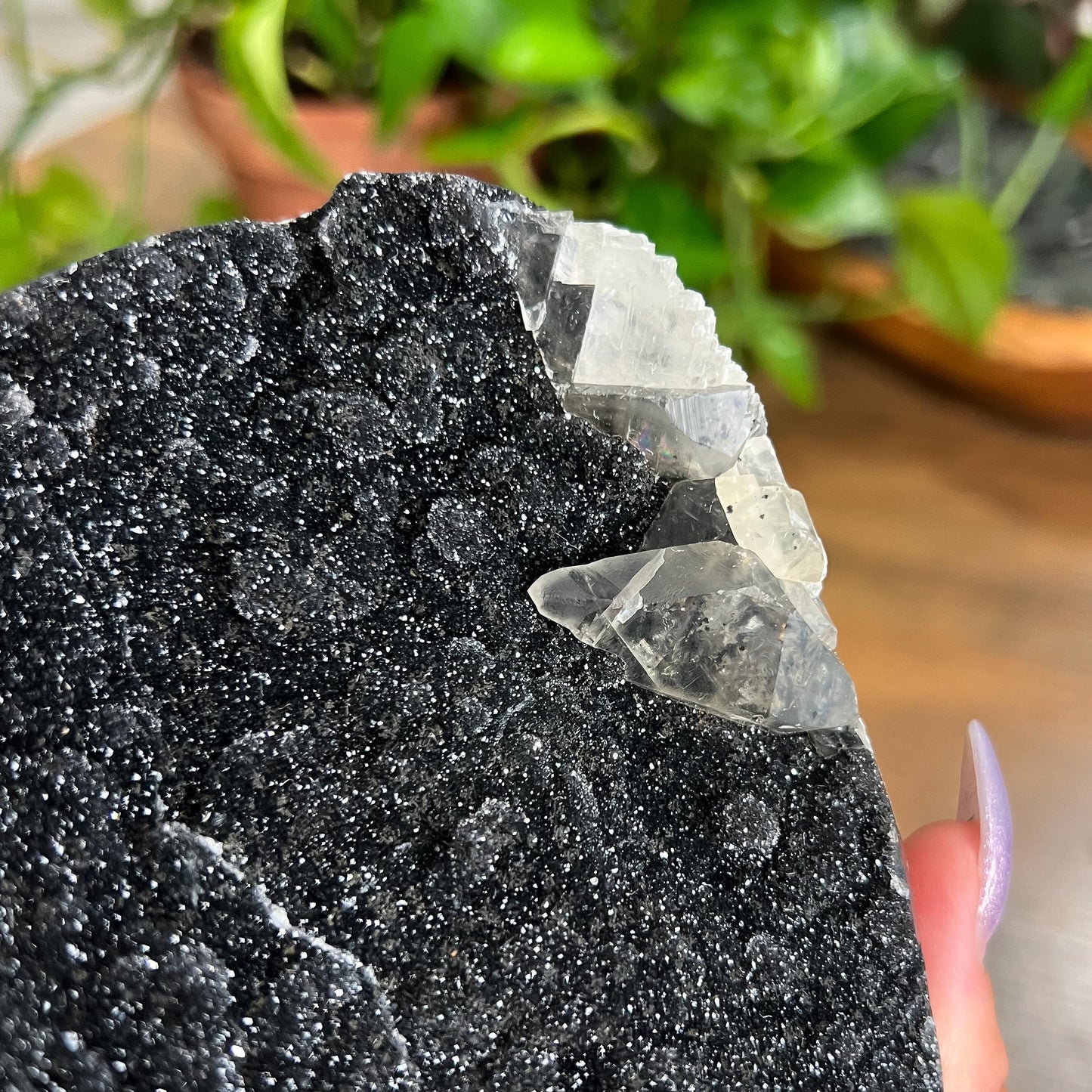 Black Galaxy Amethyst Cathedral: Uruguay Geode Crystal, with Calcite, Sparkly Witchy Stone