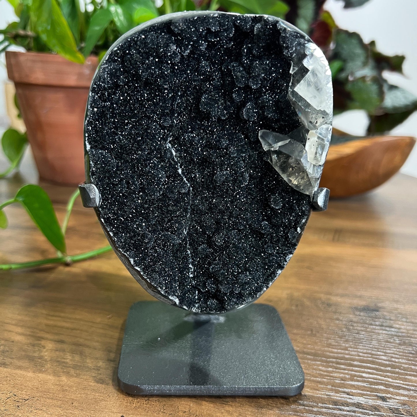 Black Galaxy Amethyst Cathedral: Uruguay Geode Crystal, with Calcite, Sparkly Witchy Stone