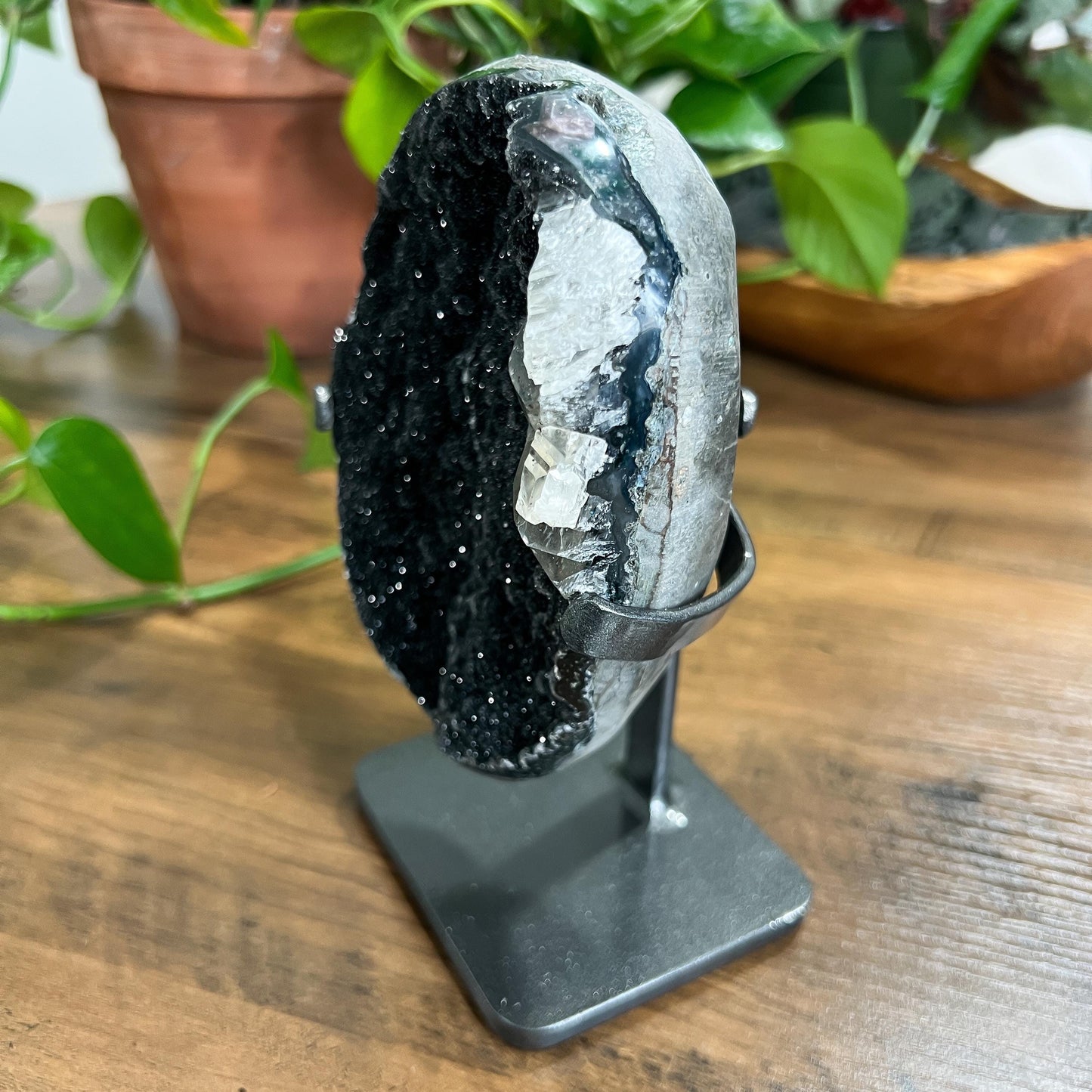 Black Galaxy Amethyst Cathedral: Uruguay Geode Crystal, with Calcite, Sparkly Witchy Stone
