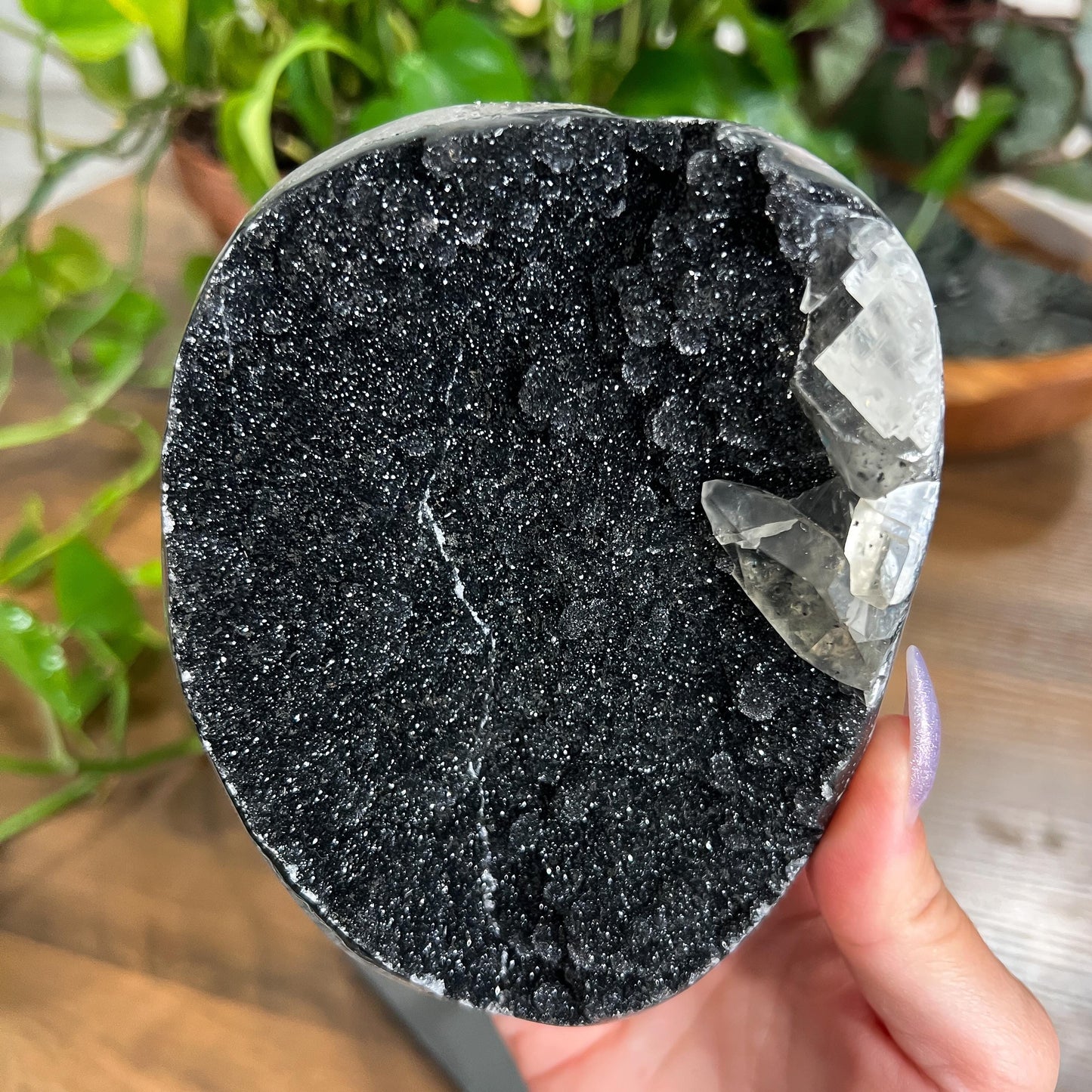 Black Galaxy Amethyst Cathedral: Uruguay Geode Crystal, with Calcite, Sparkly Witchy Stone