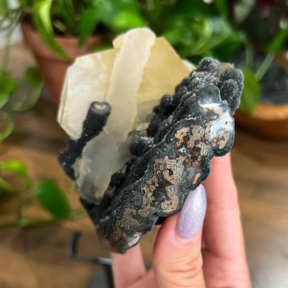 Black Galaxy Amethyst: Uruguay Geode Crystal, with Calcite, Sparkly Witchy Stone