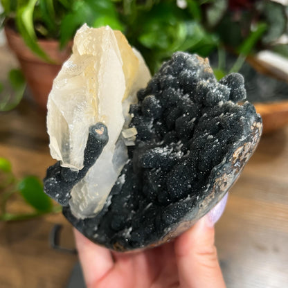 Black Galaxy Amethyst: Uruguay Geode Crystal, with Calcite, Sparkly Witchy Stone
