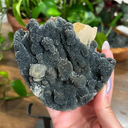 Black Galaxy Amethyst: Uruguay Geode Crystal, with Calcite, Sparkly Witchy Stone