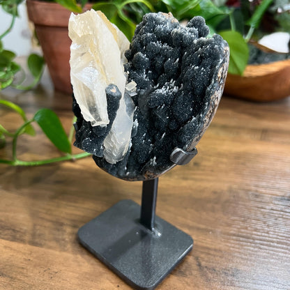 Black Galaxy Amethyst: Uruguay Geode Crystal, with Calcite, Sparkly Witchy Stone