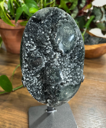 Gray Black Galaxy Amethyst Geode: Jasper Eyes and Stalactites, Druzy Crystal from Uruguay