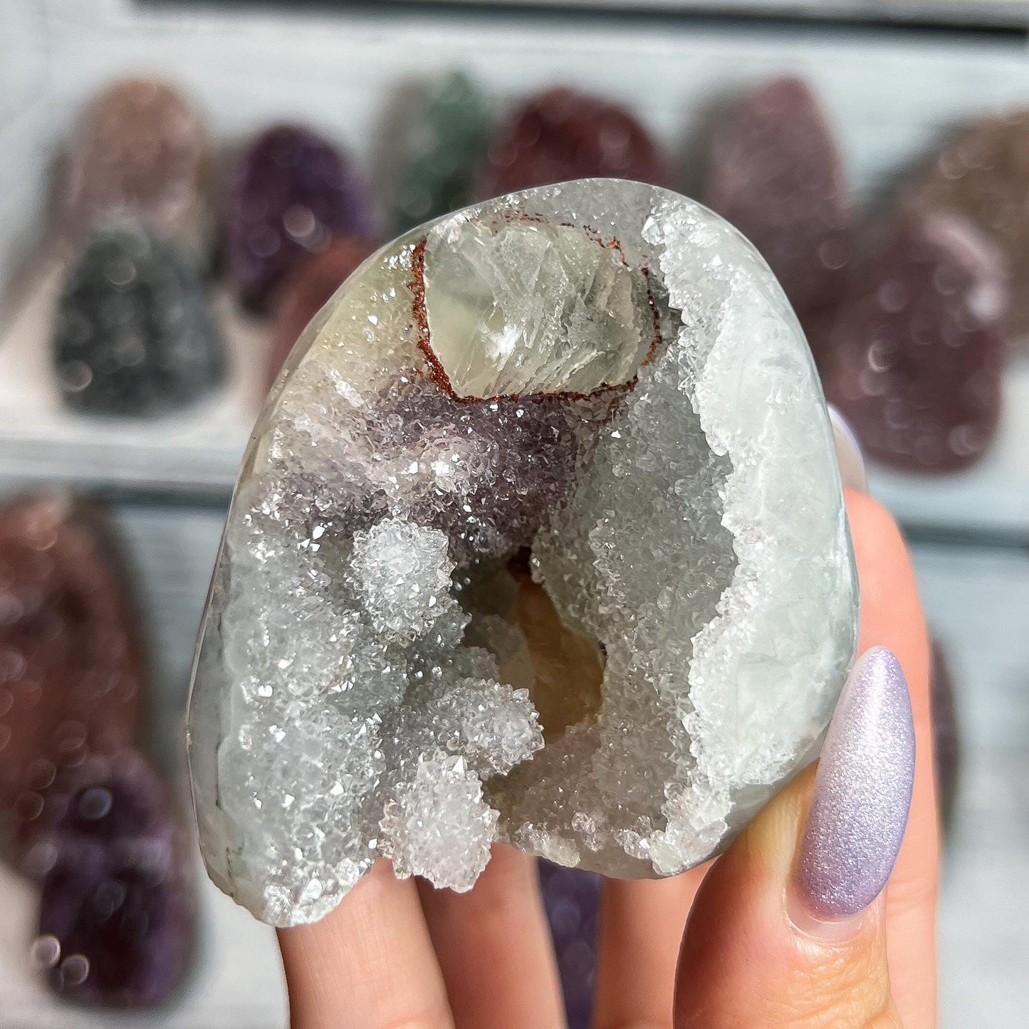 Rainbow Amethyst Crystal Cathedral Geode: Spiritual Reiki Centerpiece