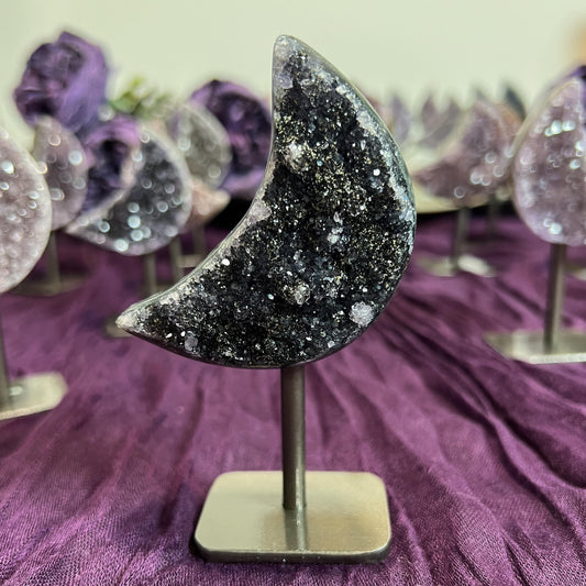 Rainbow Amethyst Moon on Stand