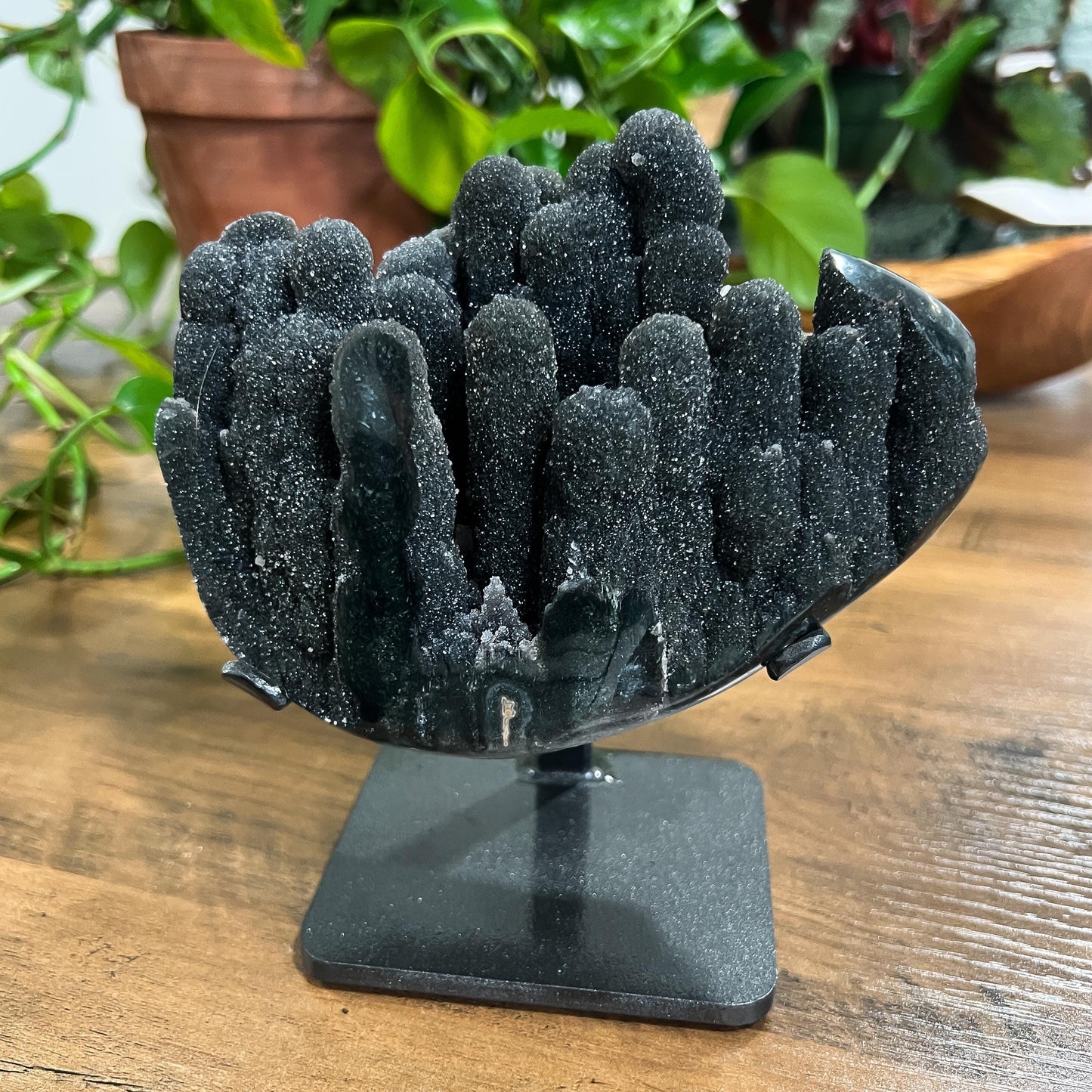 Gray Black Galaxy Amethyst Geode: Jasper Eyes and Stalactites, Druzy Crystal from Uruguay
