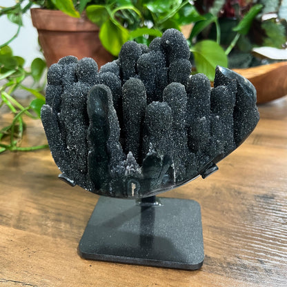 Gray Black Galaxy Amethyst Geode: Jasper Eyes and Stalactites, Druzy Crystal from Uruguay