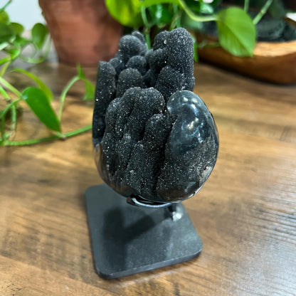 Gray Black Galaxy Amethyst Geode: Jasper Eyes and Stalactites, Druzy Crystal from Uruguay