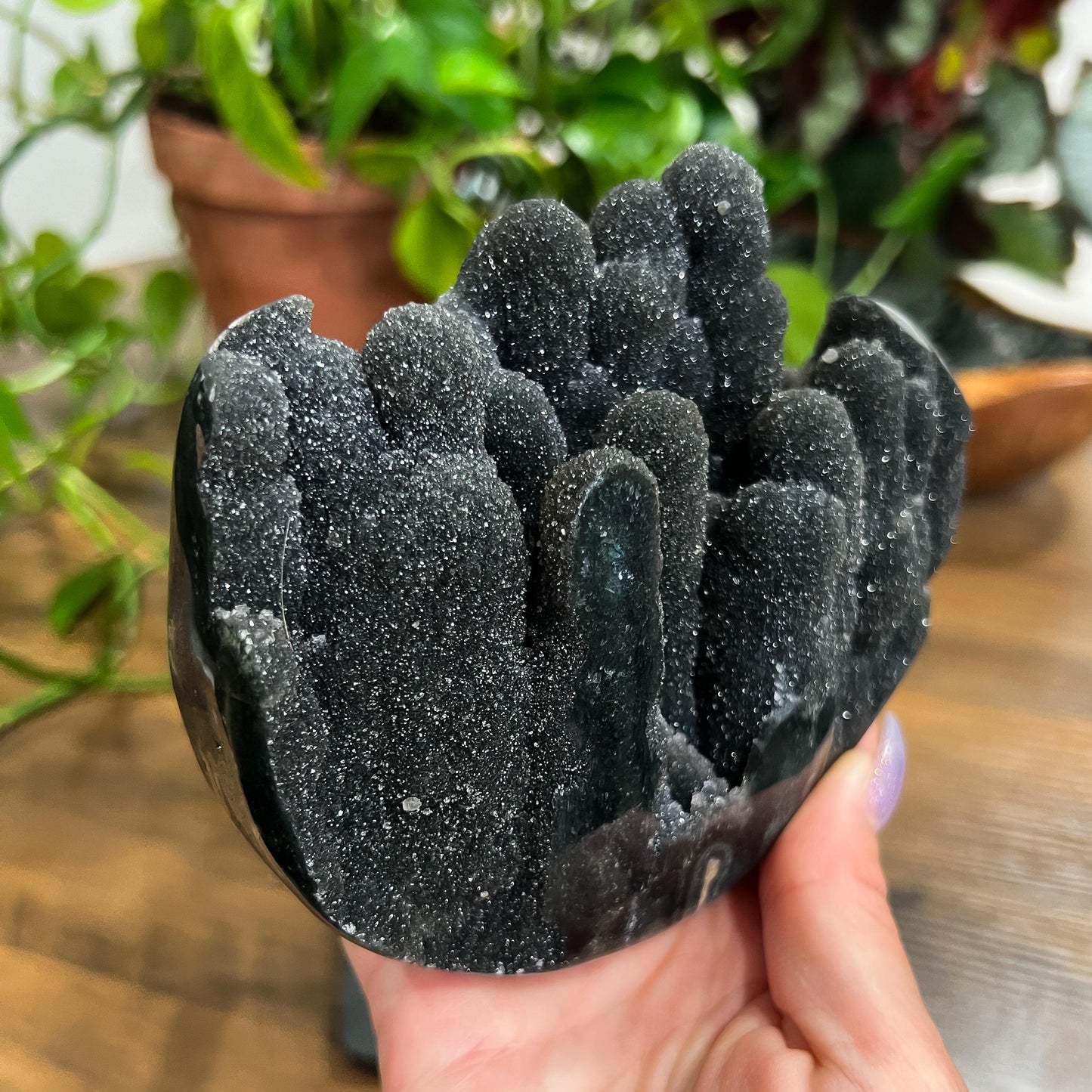 Gray Black Galaxy Amethyst Geode: Jasper Eyes and Stalactites, Druzy Crystal from Uruguay