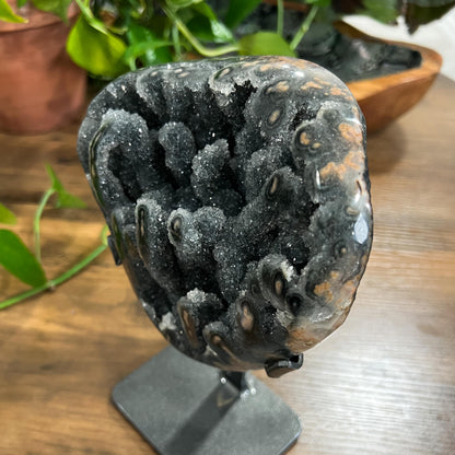 Gray Black Galaxy Amethyst Geode: Jasper Eyes and Stalactites, Druzy Crystal from Uruguay