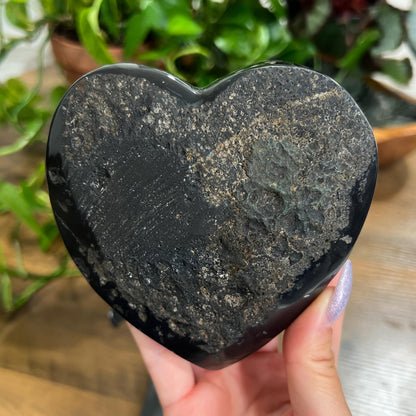 Black Galaxy Amethyst Heart: Druzy Crystal from Uruguay
