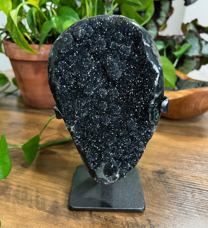 Black Galaxy Amethyst Cathedral: Uruguay Geode Crystal, Sparkly Witchy Stone