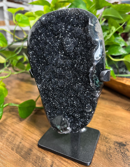 Black Galaxy Amethyst Cathedral: Uruguay Geode Crystal, Sparkly Witchy Stone