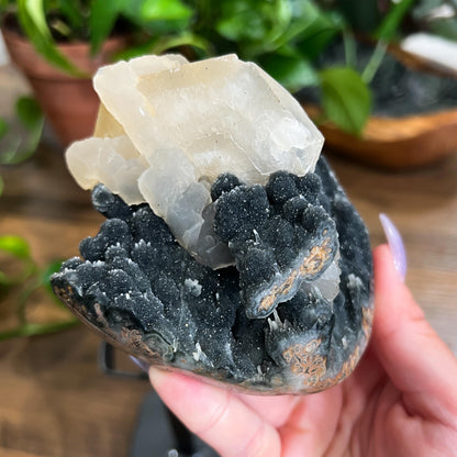 Black Galaxy Amethyst: Uruguay Geode Crystal, with Calcite, Sparkly Witchy Stone