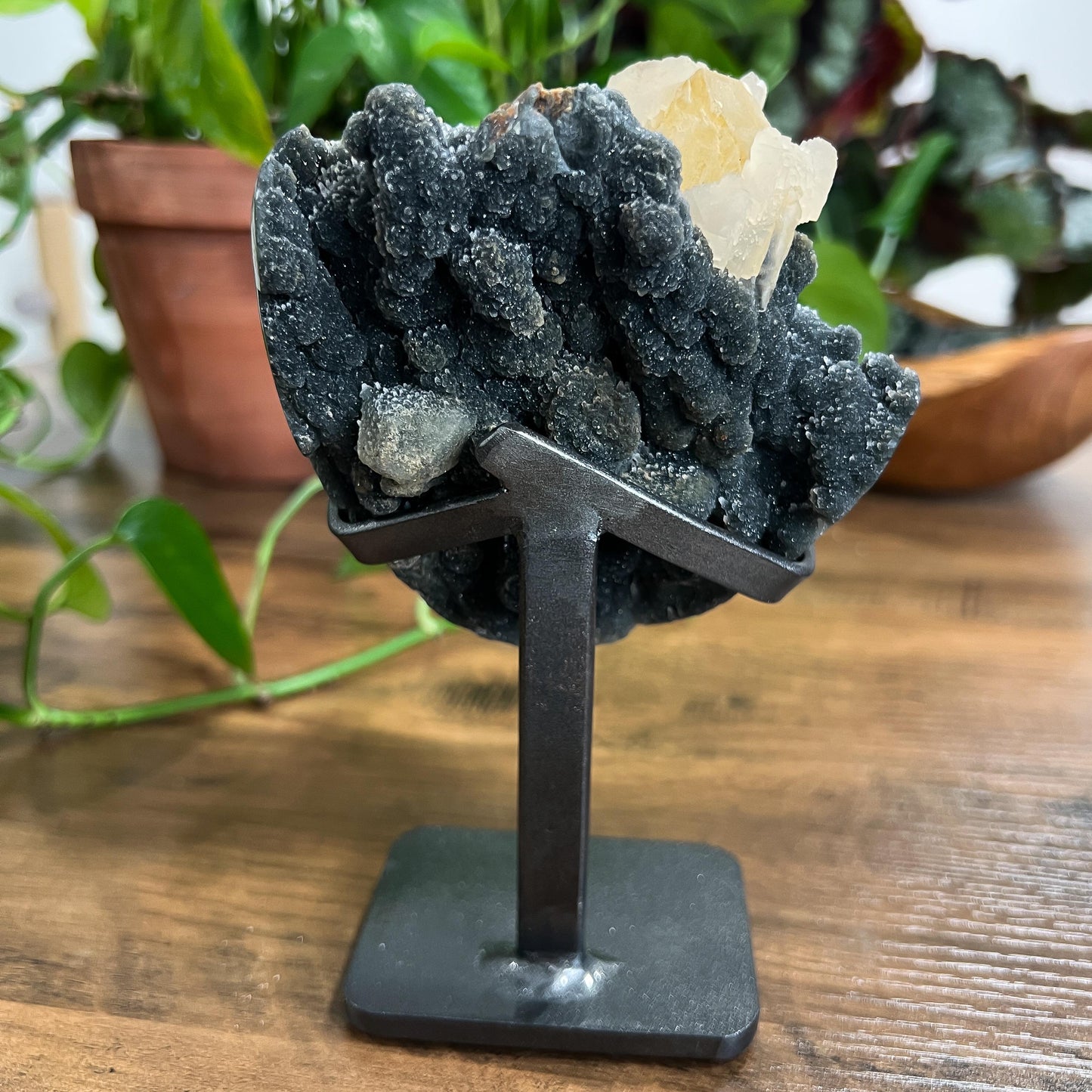 Black Galaxy Amethyst: Uruguay Geode Crystal, with Calcite, Sparkly Witchy Stone
