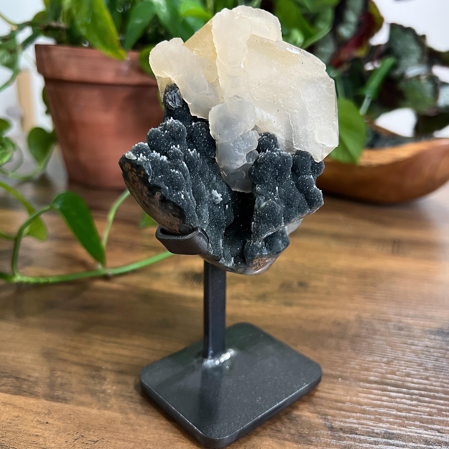 Black Galaxy Amethyst: Uruguay Geode Crystal, with Calcite, Sparkly Witchy Stone