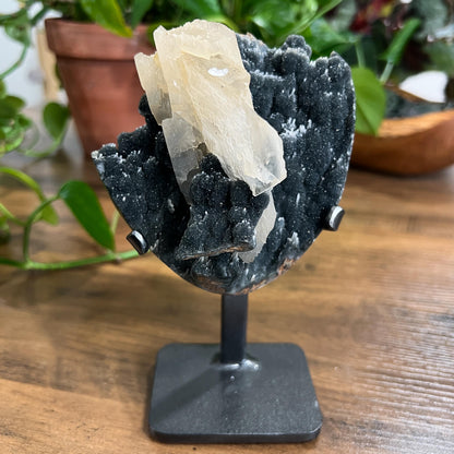 Black Galaxy Amethyst: Uruguay Geode Crystal, with Calcite, Sparkly Witchy Stone
