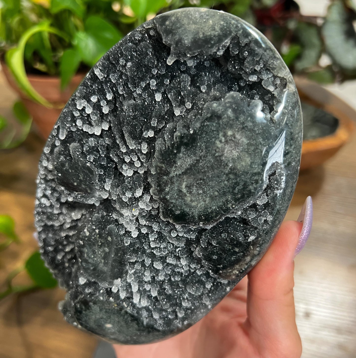 Gray Black Galaxy Amethyst Geode: Jasper Eyes and Stalactites, Druzy Crystal from Uruguay