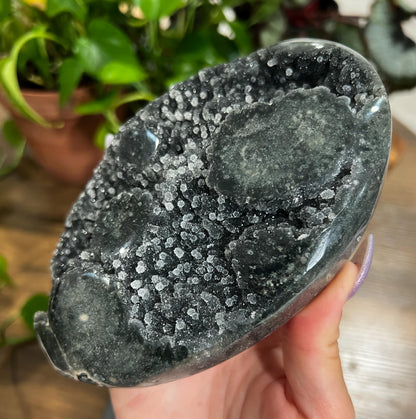 Gray Black Galaxy Amethyst Geode: Jasper Eyes and Stalactites, Druzy Crystal from Uruguay