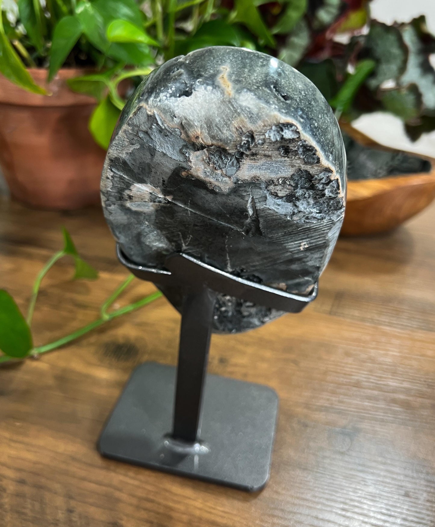 Gray Black Galaxy Amethyst Geode: Jasper Eyes and Stalactites, Druzy Crystal from Uruguay