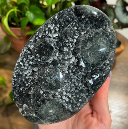 Gray Black Galaxy Amethyst Geode: Jasper Eyes and Stalactites, Druzy Crystal from Uruguay