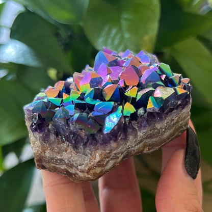 Rainbow Aura Amethyst Cluster