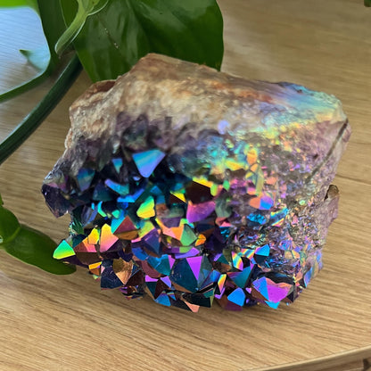 Rainbow Aura Amethyst Cluster