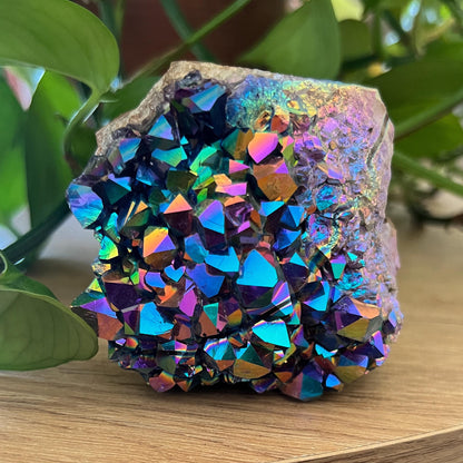Rainbow Aura Amethyst Cluster