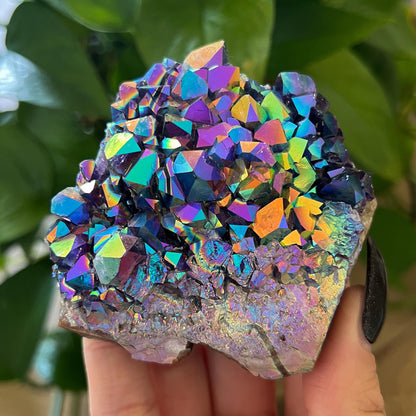 Rainbow Aura Amethyst Cluster