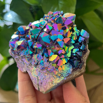 Rainbow Aura Amethyst Cluster