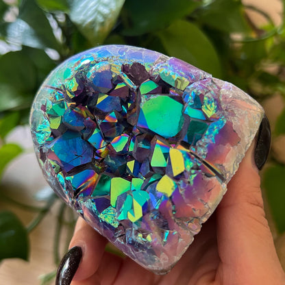 Rainbow Aura Amethyst Geode